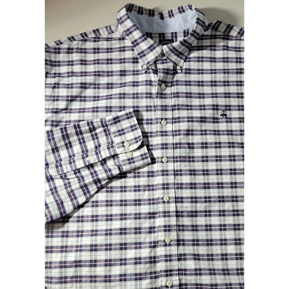 Brooks Brothers 3XLT The Original Polo Shirt Non-Iron Purple Plaid Button Down